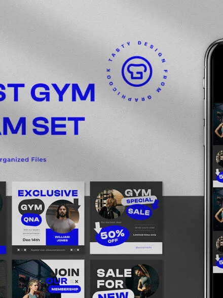 Grey Hypebeast Gym Instagram Pack Graphics - Image 2