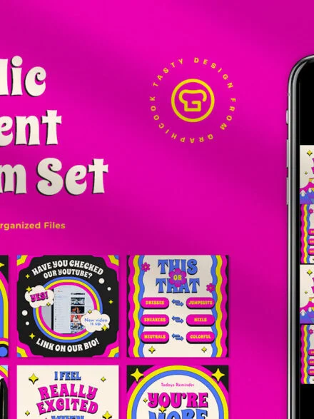 Pink Psychedelic Engagement Instagram Pack Graphics - Image 1