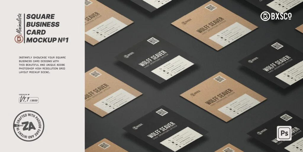 Square Business Card Mockup 1 Graphics - Image 1
