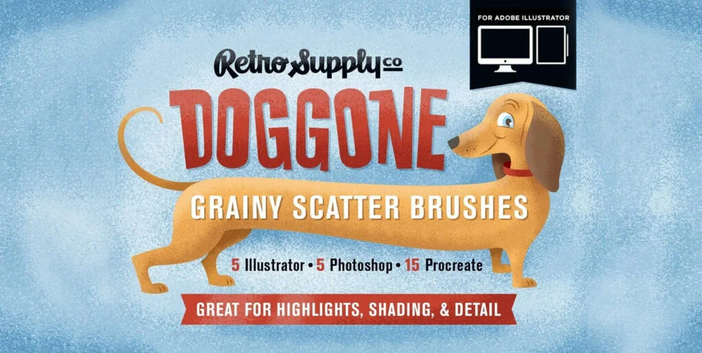 Doggone Grainy Scatter Brushes for Illustrator Graphics - Image 1