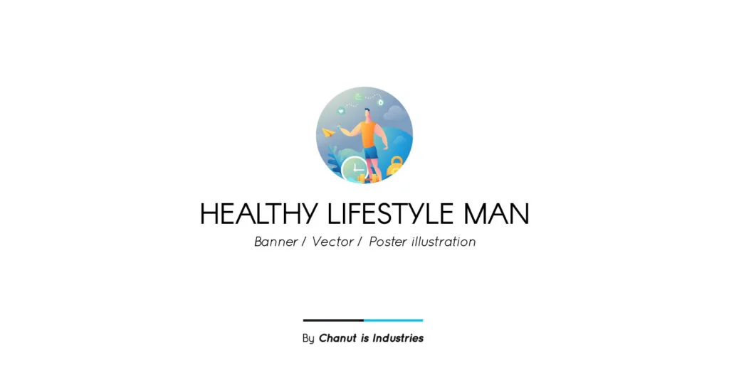 Healthy Lifestyle Man Premium Illustration pack Graphics - Image 1