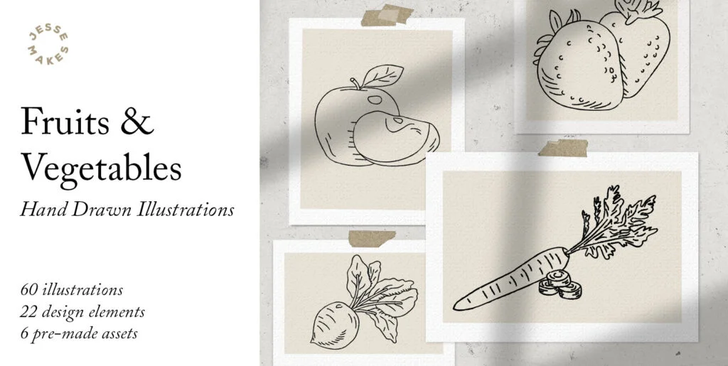 Fruits & Vegetables Illustrations Graphics - Image 1