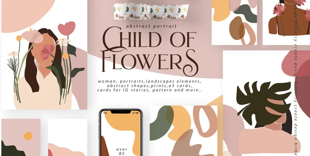 Child of Flowers Abstract Portrait Graphics - Image 2
