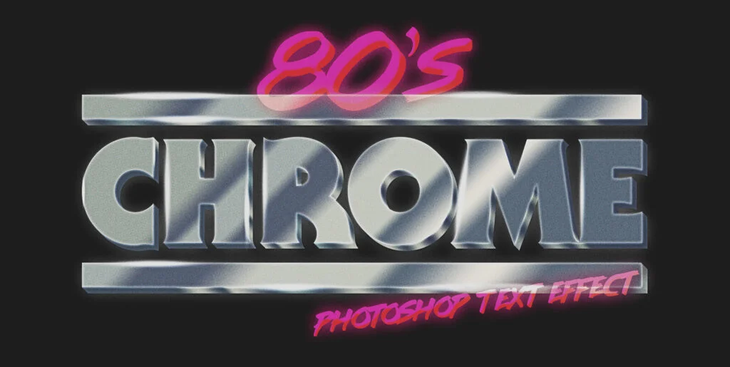 80s Chrome Photoshop Text Effect Graphics - Image 1