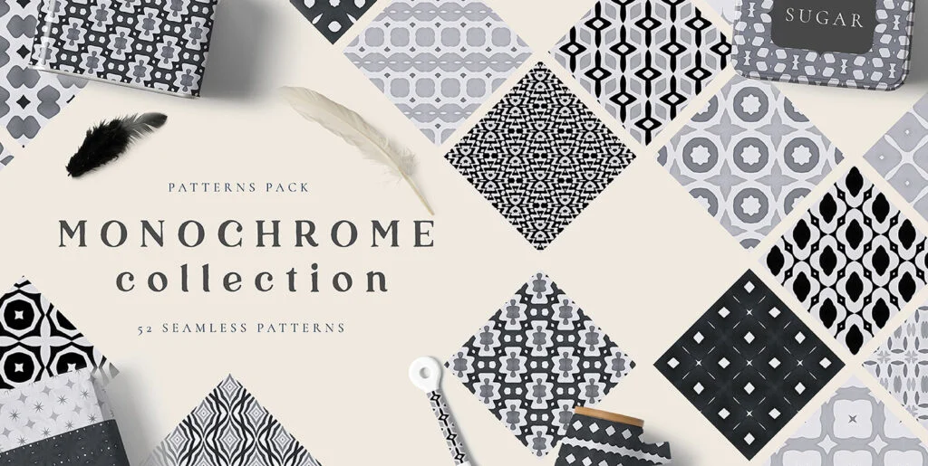 Monochrome Seamless Patterns Graphics - Image 2