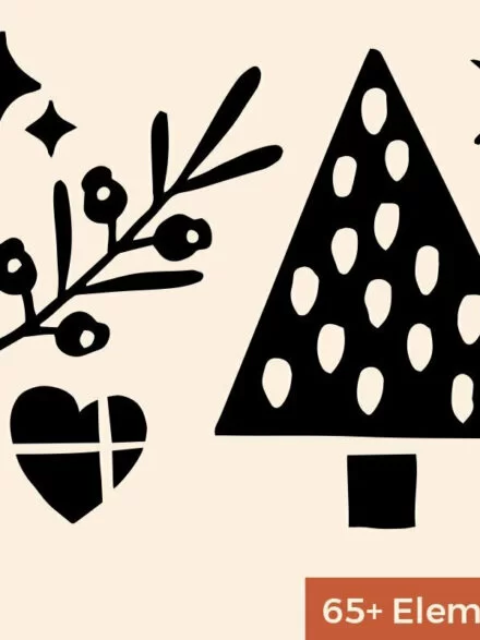 Christmas Linocut Vector Set Graphics - Image 2