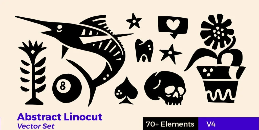 Abstract Linocut Vector Set IV Graphics - Image 1