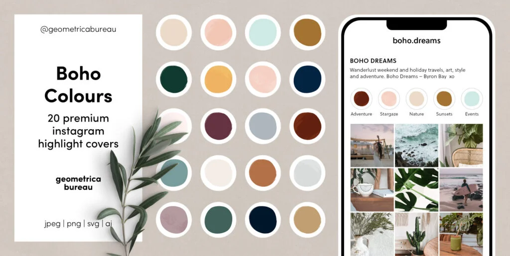 Instagram Highlight Covers Boho Colours Graphics - Image 1