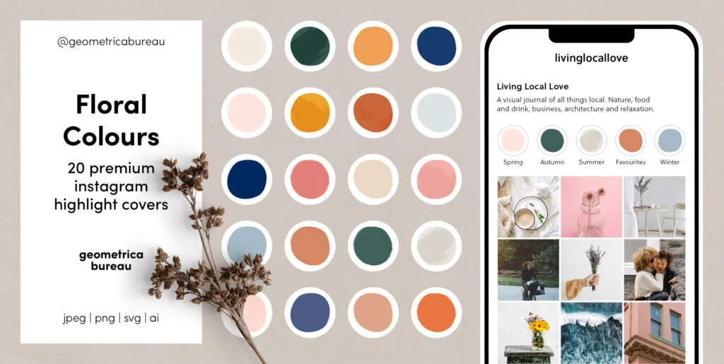 Instagram Highlight Covers Floral Colours Graphics - Image 1
