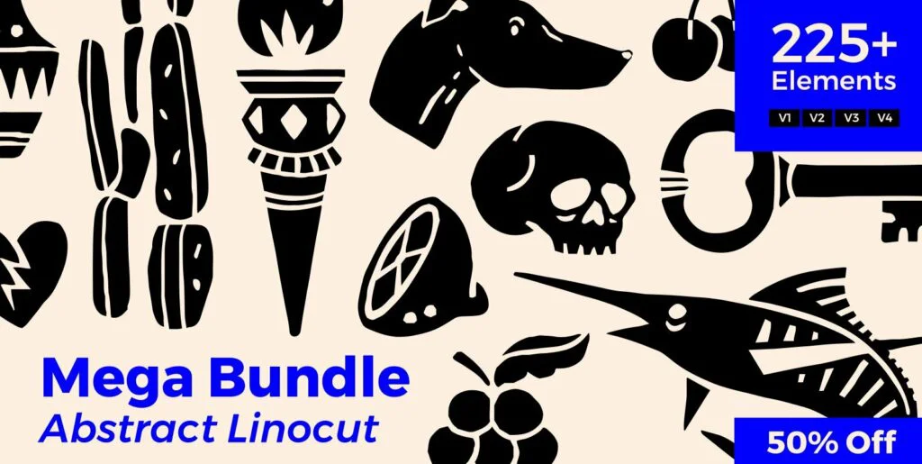Abstract Linocut Mega Bundle Graphics - Image 1