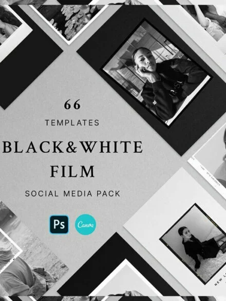 Black & White Film Frames Templates Graphics - Image 1