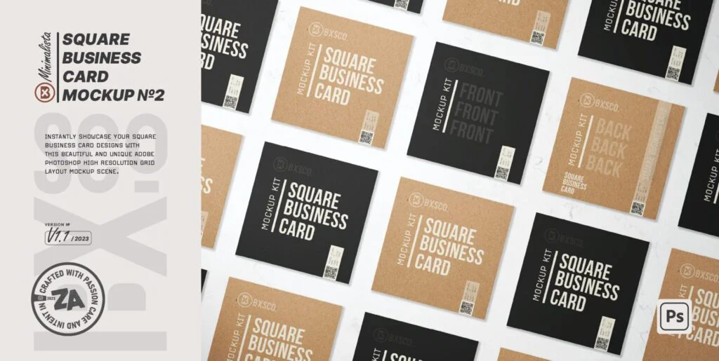 Square Business Card Mockup No. 2 Graphics - Image 1