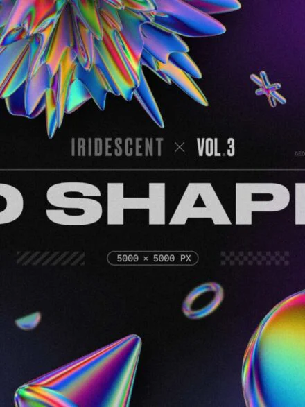 120 Iridescent geometric 3D shapes pack Vol.3 Graphics - Image 2