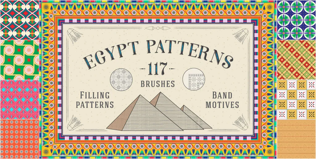 117 Egypt Patterns Brushes & Swatches Graphics - Image 1