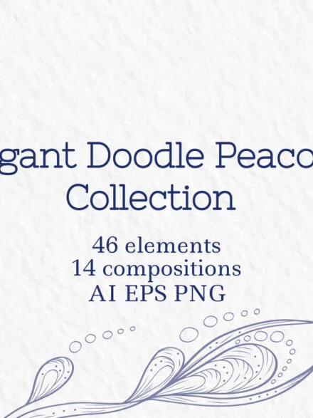 Elegant Doodle Peacock Collection Graphics - Image 1