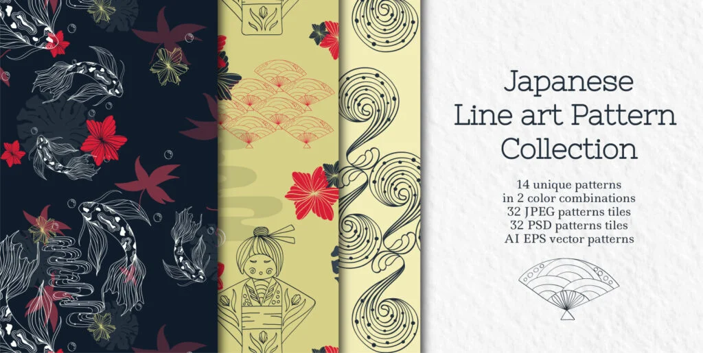Line art Japanese Pattern Collection Graphics - Image 2