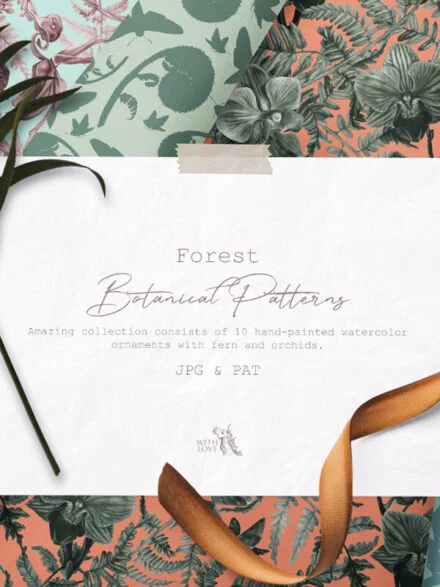 Forest Botanical Watercolor Patterns Graphics - Image 6