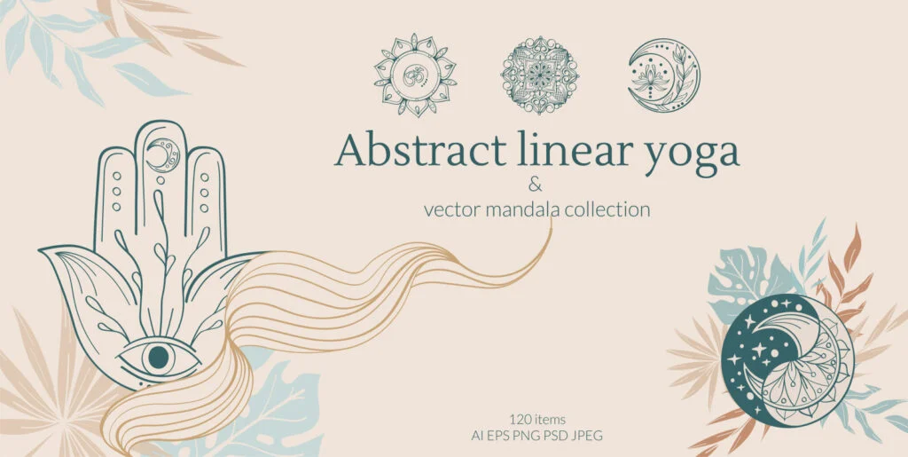 Abstract Linear Yoga and Vector Mandala Collection Graphics - Image 1