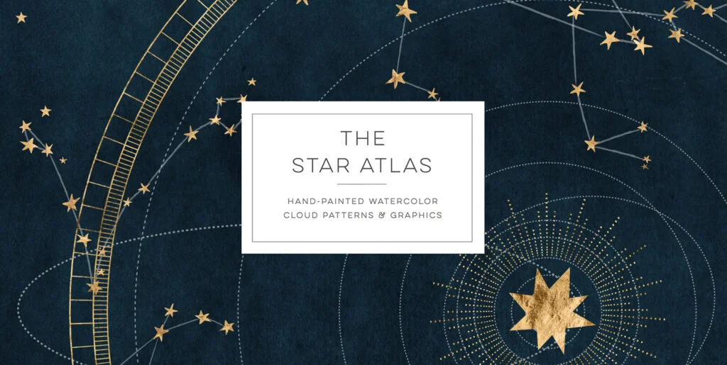 The Star Atlas – Golden Set of Astrology Icons & Backgrounds Graphics - Image 1