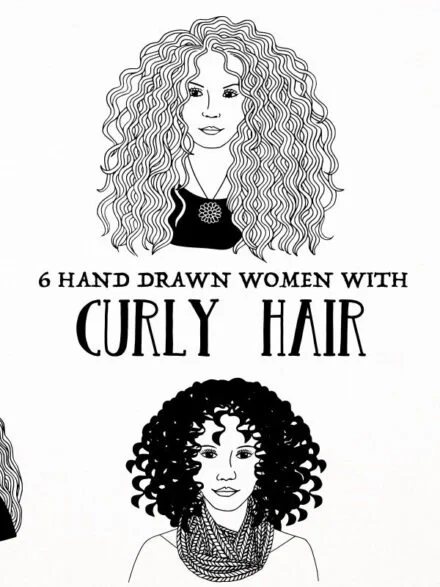 Hand Drawn Women With Curly Hair Graphics - Image 12