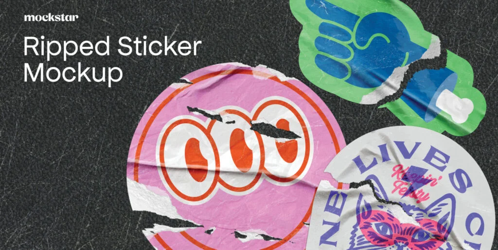 Ripped Sticker Mockup Graphics - Image 2