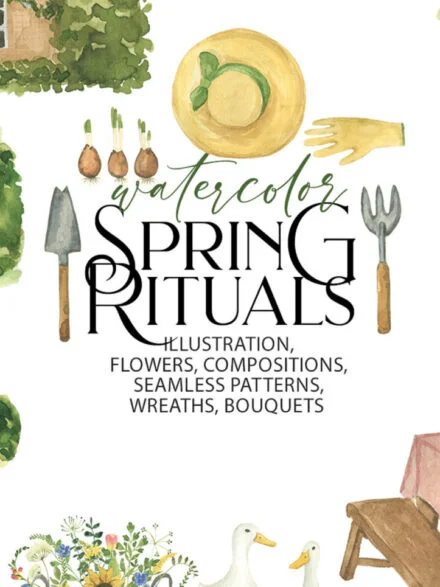 Watercolor Spring Rituals Stock Art Graphics - Image 1