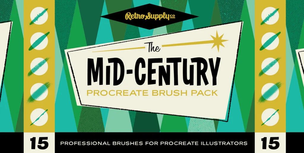 The Mid-Century Brush Pack for Procreate Graphics - Image 1
