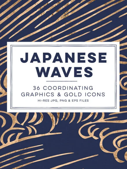 Japanese Waves & Golden Icons Graphics - Image 1