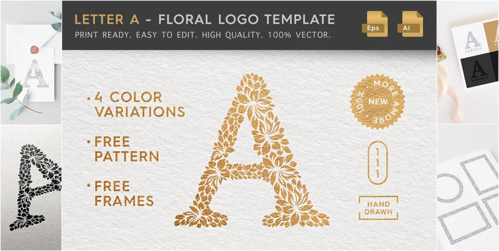Letter A – Floral Logo Template Graphics - Image 2