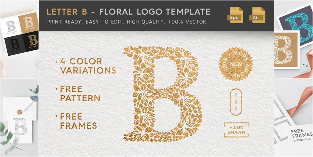 Letter B – Floral Logo Template Graphics - Image 2