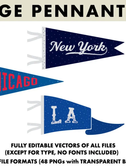 Vintage Pennants with Baseball Vectors Graphics - Image 5