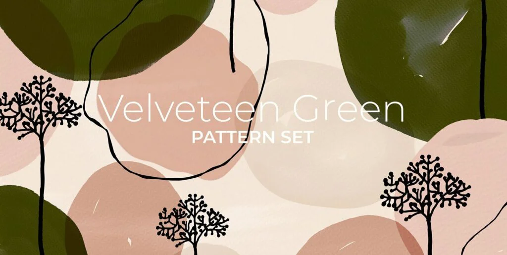 Velveteen Green Pattern Set Graphics - Image 1