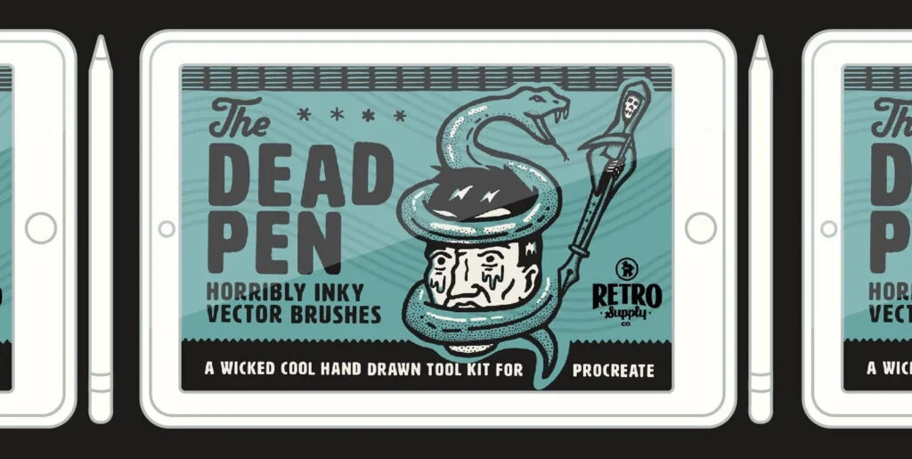 The Dead Pen – A Wicked Cool Hand Drawn Toolkit for Procreate Graphics - Image 1