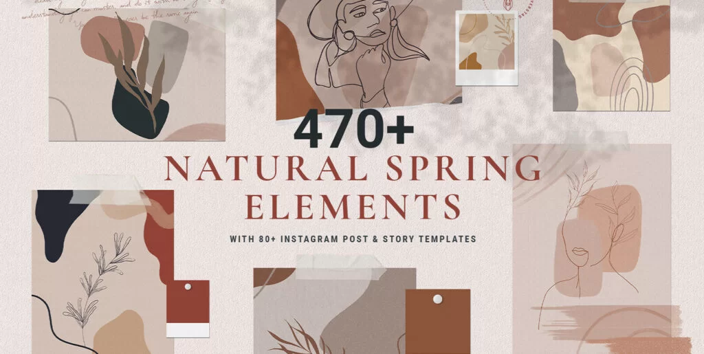 Natural Spring Graphics & Elements With Instagram Templates Graphics - Image 2