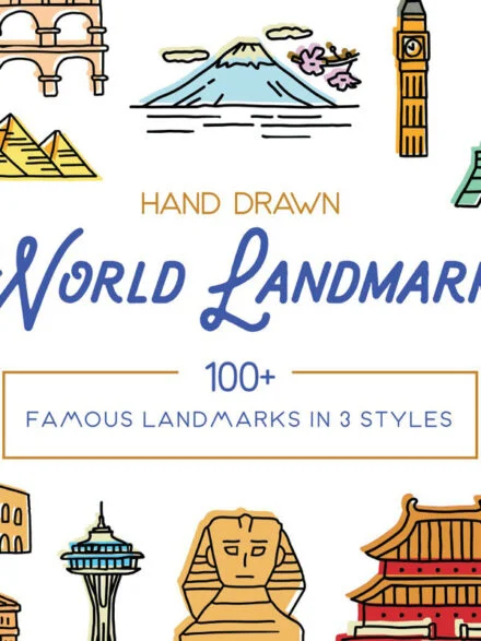 Hand Drawn World Landmarks Graphics - Image 1