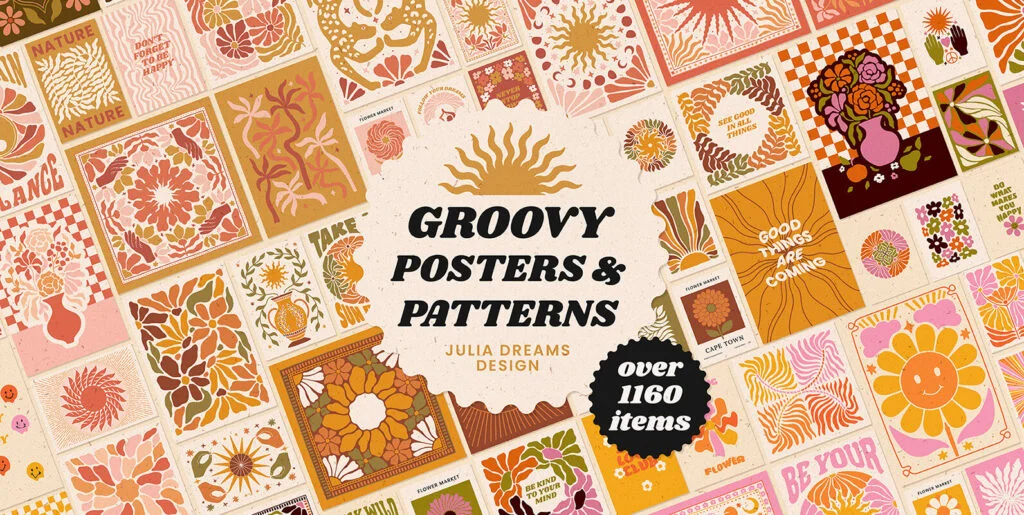Groovy Posters Patterns Bundle Graphics - Image 2