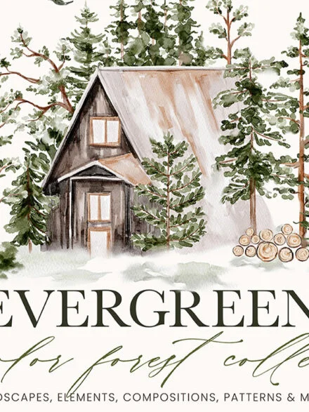 Evergreen Watercolor Forest Collection Graphics - Image 2