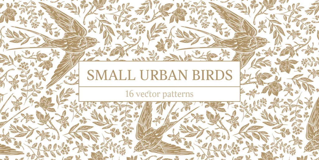 Small Urban Birds Patterns Graphics - Image 1
