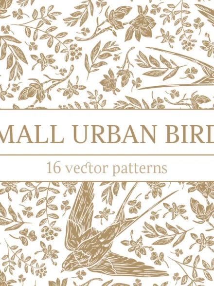 Small Urban Birds Patterns Graphics - Image 1