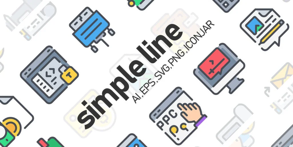 750 Simple Line Icon x2 Graphics - Image 2