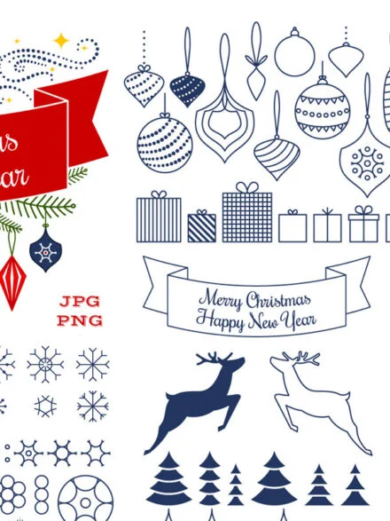 Merry Christmas and Happy New Year Set Graphics - Image 5