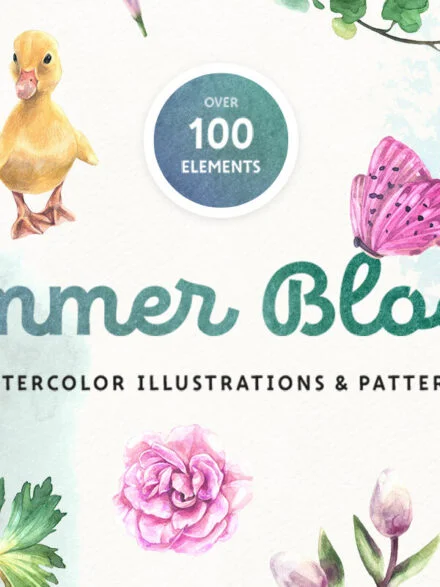 Summer Bloom Watercolor Set Graphics - Image 12