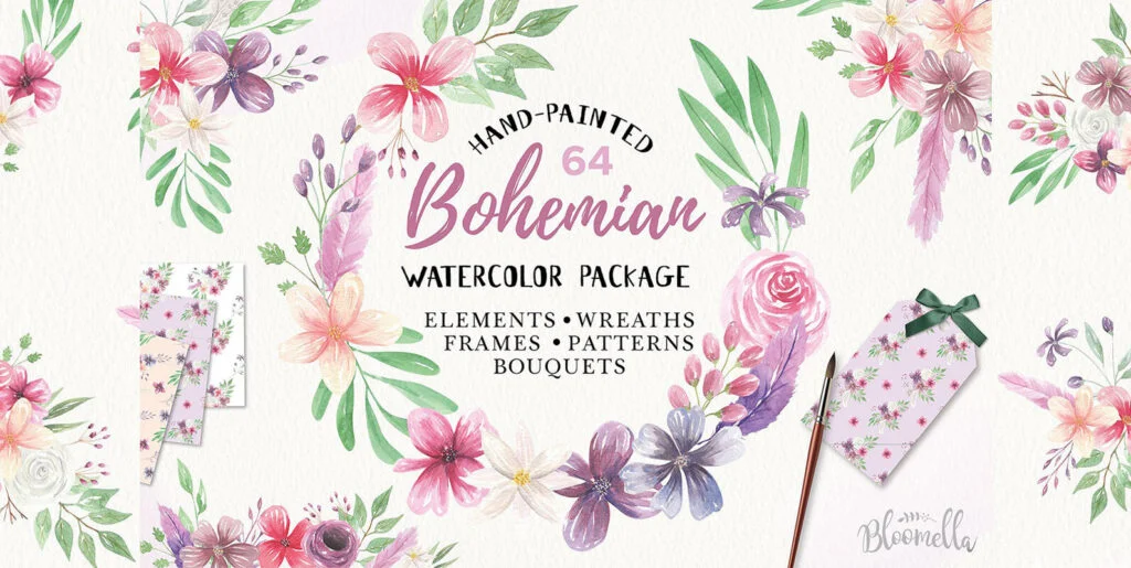 Bohemian Watercolor Package Graphics - Image 2
