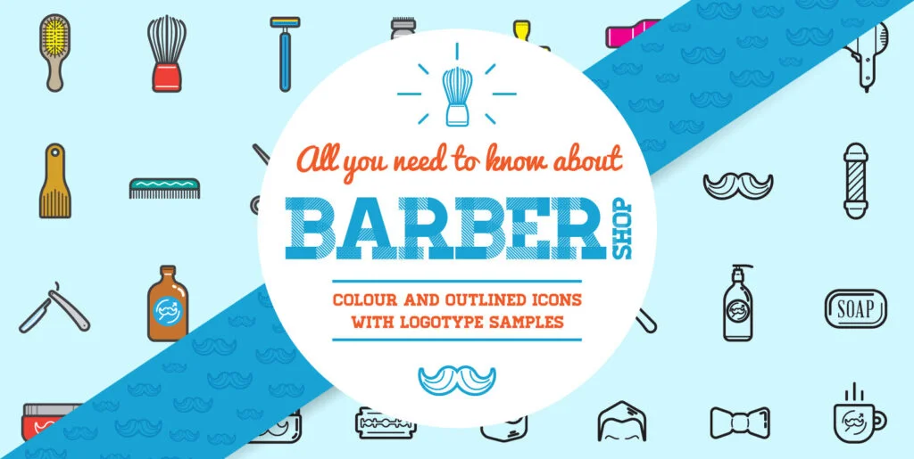 Awesome Barber Shop Icons and Signs Set Graphics - Image 1