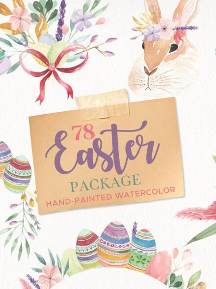 Easter Eggs Flowers and Spring Floral Clipart Package Graphics - Image 1