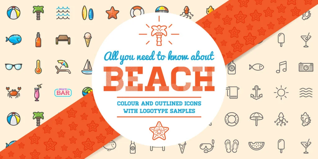 Awesome Summer Beach Icons and Signs Set Graphics - Image 2