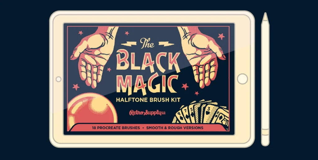 Black Magic Halftones – Halftone Brushes for Procreate Graphics - Image 1
