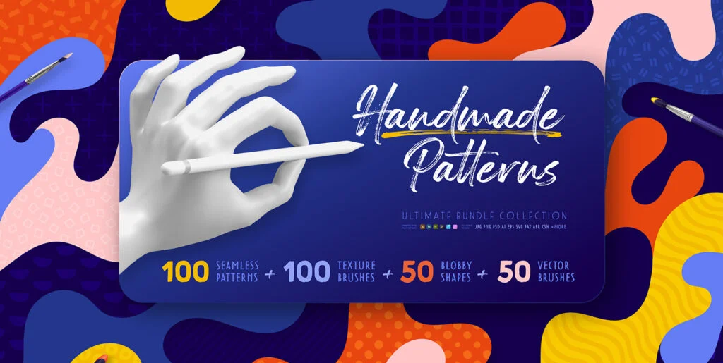 100 Hand-drawn Seamless Patterns Collection Graphics - Image 2