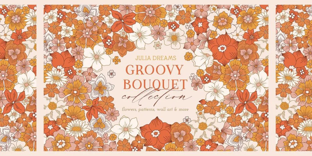 Groovy Flower Bouquet Collection Graphics - Image 2
