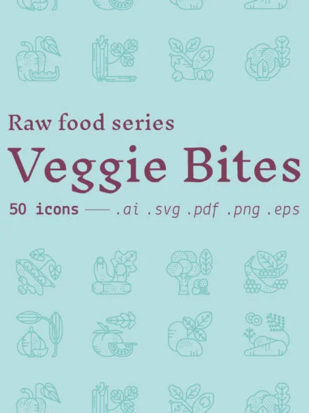 Veggie Bites  / Food Icons Graphics - Image 2